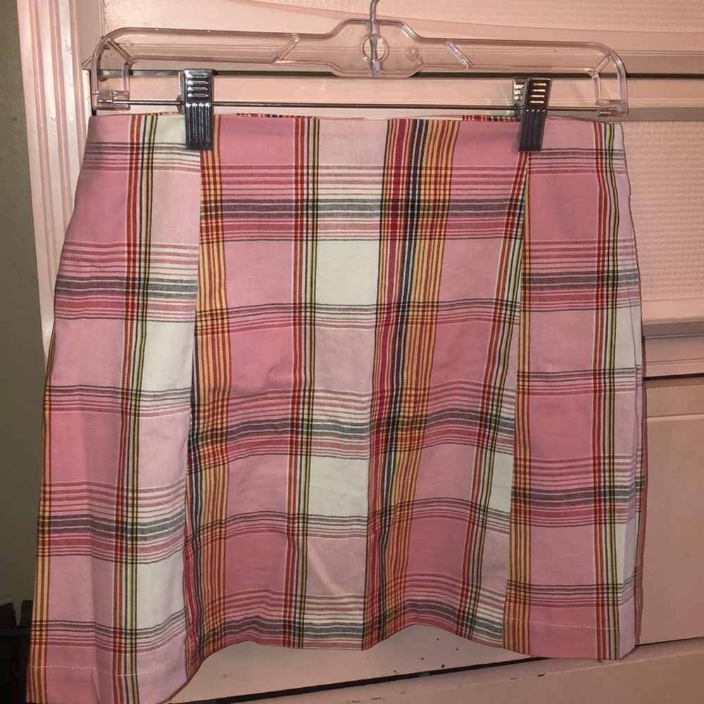 Pink Plaid Skirt